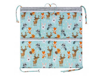 ESITO | Luxusní kapsář na postýlku Minky Forest - stříbrná / 53 x 53 cm