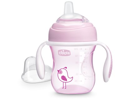 CHICCO Hrneček učící Transition s držadly 200 ml růžový 4m+