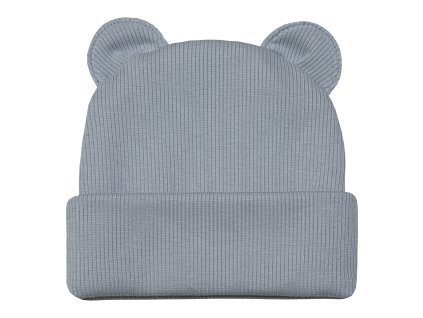 ESITO | Zimní žebrovaná čepice s oušky Color Grey - šedá / 36