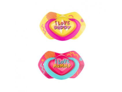 CANPOL 22/653  Set symetrických silikonových dudlíků Light touch 6-18m NEON LOVE růžový