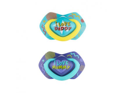CANPOL 22/654 Set symetrických silikonových dudlíků Light touch 18m+ NEON LOVE modrý