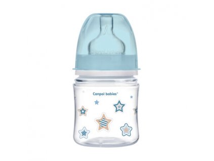 CANPOL 35/216 Láhev se širokým hrdlem NEWBORN BABY 120ml modrá