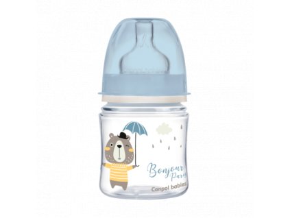 CANPOL 35/231 Lahev se širokým hrdlem BONJOUR PARIS 120ml modrá