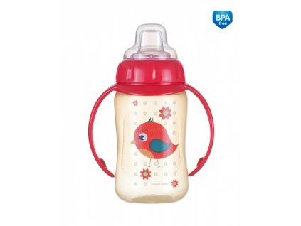 CANPOL 56/512 Tréninkový hrneček CUTE ANIMALS se silikonovým pítkem 320ml  červený