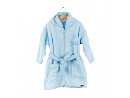 Kikko Dětský biobavlněný froté župan XKKO Organic - Baby Blue Stars 6-12m