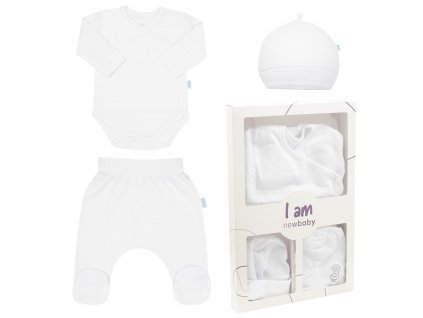 3-dílná kojenecká soupravička do porodnice New Baby I AM bílá