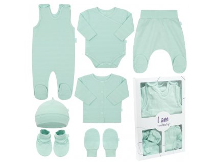 7-dílná kojenecká soupravička do porodnice New Baby I AM mátová