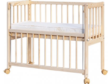 Dětská postýlka k posteli rodičů BABY Scarlett II přírodní ECO (borovice), st. bok - 90 x 41 cm