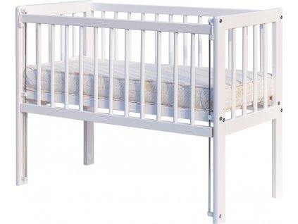 Dětská postýlka k posteli rodičů BABY Scarlett II - bílá (borovice), st. bok - 90 x 41 cm