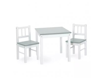 KLUPS Stůl + dvě židle JOY bílošedé