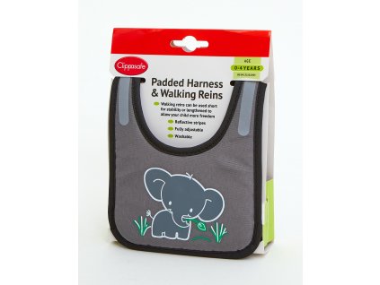 CLIPPASAFE Vodítko pro dítě s polstrováním, Black - Elephant