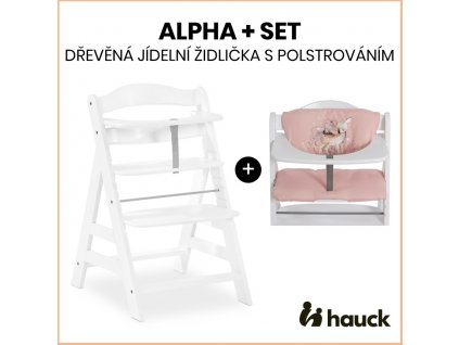 Hauck Alpha+ set 2v1 dřevěná židle, white + polstrování Sweety