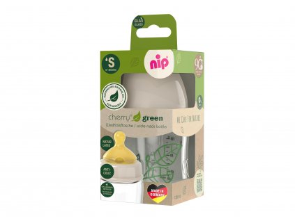 NIP CHERRY GREEN láhev sklo,široká,kaučuk-S,120ml,holka