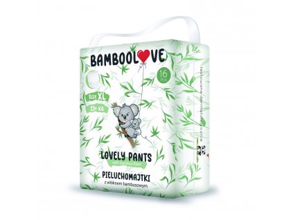 BAMBOOLOVE Plenkové kalhotky jednorázové bambus vel. XL 12+ kg 16 ks