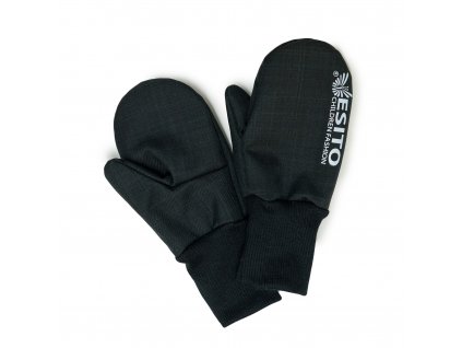 ESITO | Zimní palcové rukavice softshell s beránkem Black - černá / 1 - 2 roky