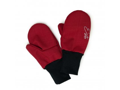 ESITO Zimní palcové rukavice softshell s beránkem Red - červená / 2 - 3 roky
