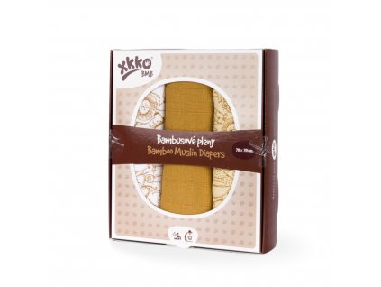 Kikko Bambusové pleny XKKO BMB 70x70 - Safari Honey Mustard MIX 3ks