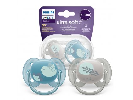 AVENT SCF091/15 Dudlík Ultra Soft 6-18m větvička/ptáček