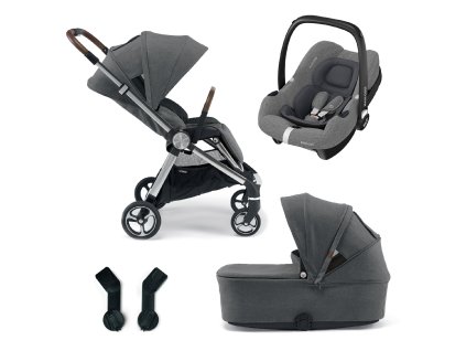 Mamas & Papas Strada kočárek 2v1 Grey Mist + adaptéry+ autosedačka CabrioFix autosedačka Select Grey