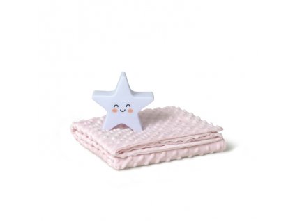 Interbaby INTERBABY | SET Deka měkká KULIČKY 80x110 + lampička HVĚZDA - růžová