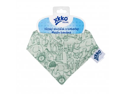 Kikko Dětský slintáček XKKO Organic Staré časy - Safari Granite Green