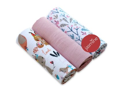 Mušelínové plenky sada mix Girl2 60x80 cm 3ks Jasmine