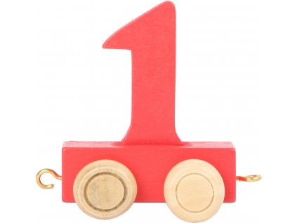 Vagónek dřevěné vláčkodráhy - barevné číslice - číslo 1