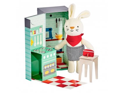 Petit Collage Plyšový králíček v kuchyni