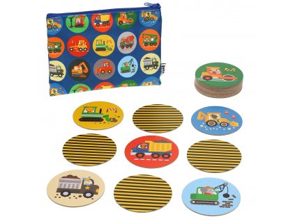 Petit Collage Pexeso v taštičce Stavební stroje