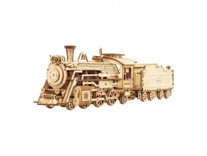 RoboTime dřevěné 3D puzzle Parní lokomotiva