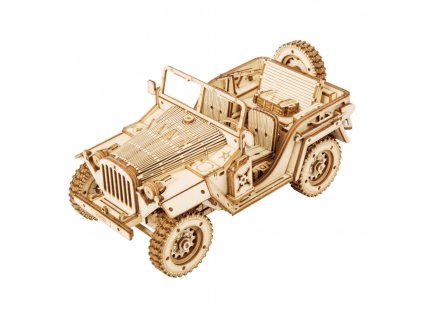RoboTime dřevěné 3D puzzle Vojenský džíp