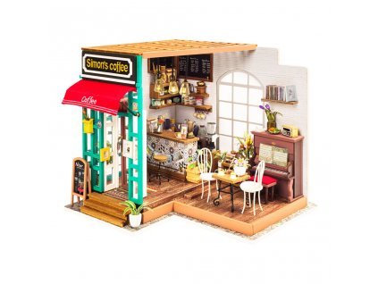 RoboTime 3D dřevěná skládačka Miniatura domečku Kavárna