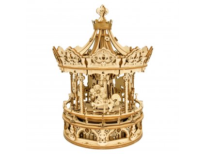 RoboTime 3D dřevěná skládačka hrací skříňky Romantický kolotoč