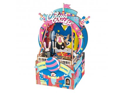 RoboTime 3D dřevěná skládačka hrací skříňky Malý cirkus