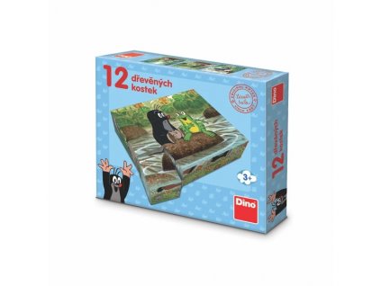 Dino Dřevěné kostky Krtek a zvířátka 12 ks