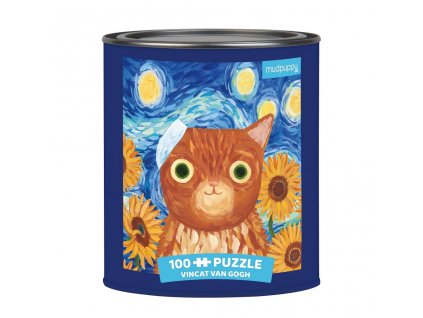 Mudpuppy Puzzle Vincent van Gogh umělecké kočky v plechovce 100 dílků
