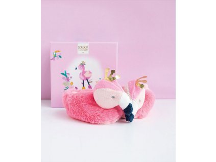 Doudou Dárková sada - Sada prvních botiček plameňák 0-6 měsíců