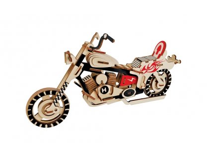 Woodcraft Dřevěné 3D puzzle Motorka HD I barevná