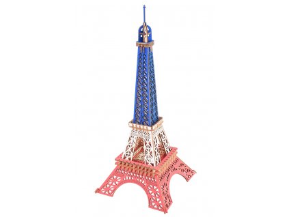 Woodcraft Dřevěné 3D puzzle Eiffelova věž v barvách Francie