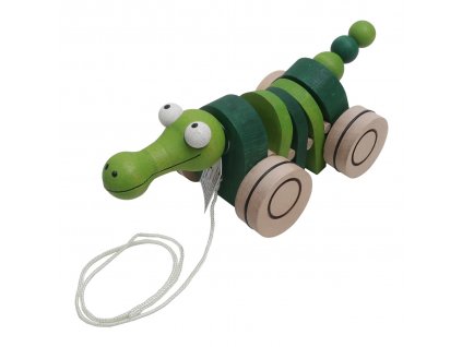 Dřevěná tahací hračka - Krokodýl klapací