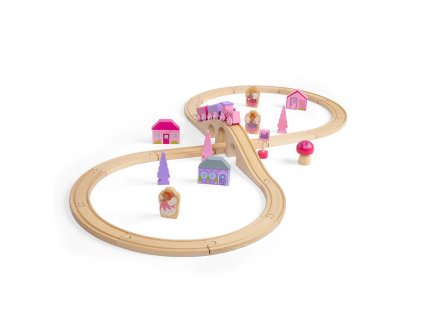 Bigjigs Rail Dřevěná vláčkodráha osmička pro princezny 35 dílů