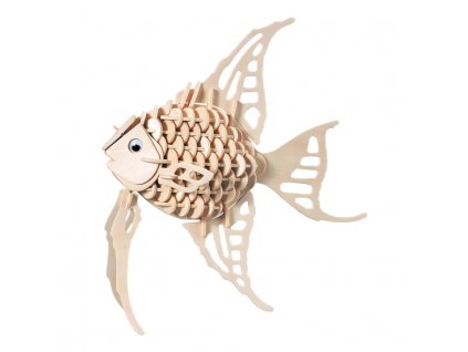 Woodcraft Dřevěné 3D puzzle zlatá rybka
