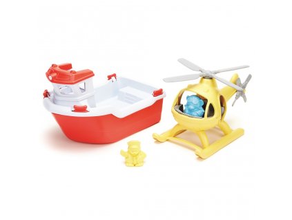 Green Toys Záchranná loď s helikoptérou
