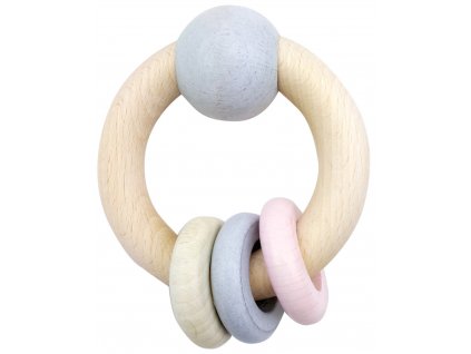 Hess Kulaté chrastítko s kuličkou a kroužky růžové