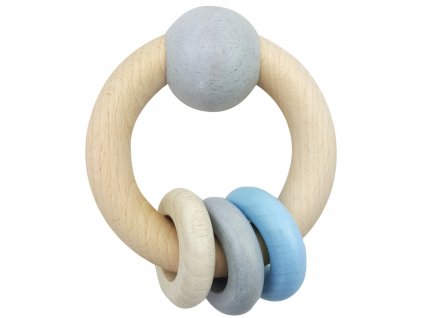 Hess Kulaté chrastítko s kuličkou a kroužky modré