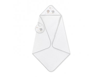 Interbaby INTERBABY | OSUŠKA froté Sloník s drakem + bryndák - bílo/šedá