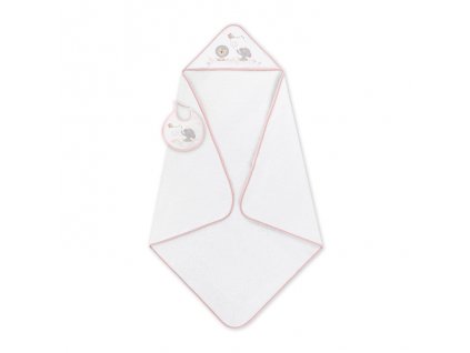 Interbaby INTERBABY | OSUŠKA froté Sloník s drakem + bryndák - bílo/růžová