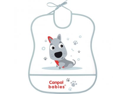 CANPOL 2/919 Měkký plastový bryndáček - šedý pejsek