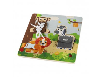 ZOPA Dřevěné montessori puzzle, Wood, Hnědá