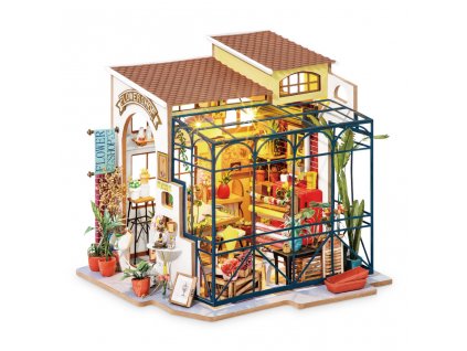 RoboTime 3D dřevěná skládačka Miniatura domečku Květinářství
